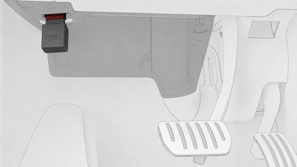 Lyteflo scanner connector plugging into a vehicle's data port